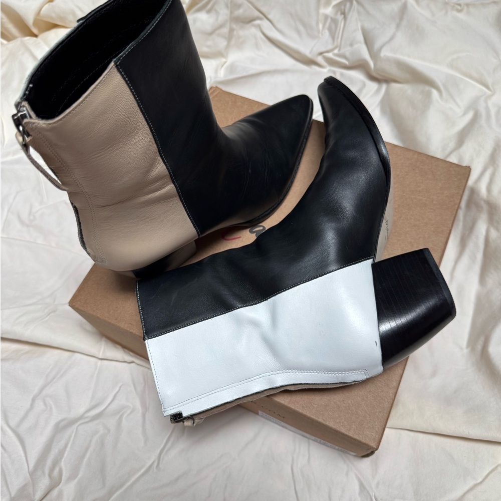 Matisse Black, White and Cream Carson Ankle Boots